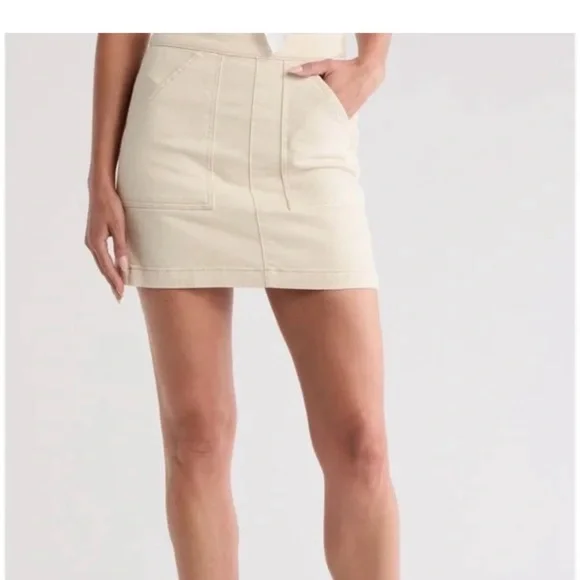 AG Cream Jean Mini Skirt - Picture 1 of 13